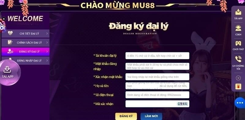 Các bước thực hiện mở tài khoản đại lý tại MU88 dễ dàng